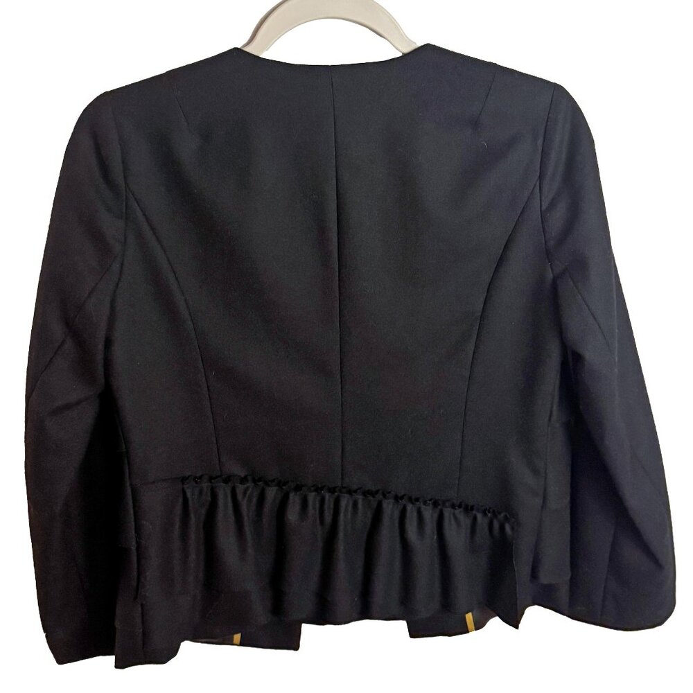 J. Crew Black Wool Lined Buttoned Cascade Ruffle … - image 3